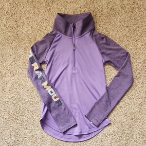 Under Armour purple long sleeve pullover with a quarter zip
